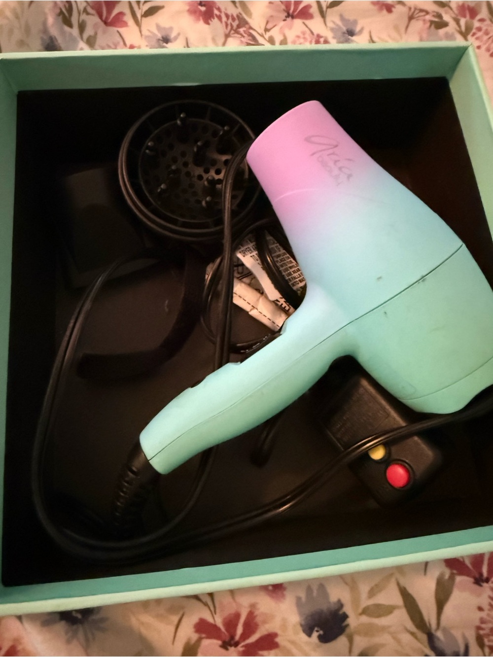 Aqua-Pink Travel Hair Dryer with Diffuser